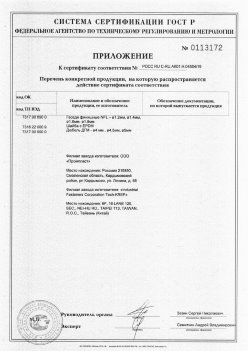 2019.11.16 Салехард - Приложение к сертификату Изделия крепежные из металла, торговая марка Tech-KREP. Серийный выпуск